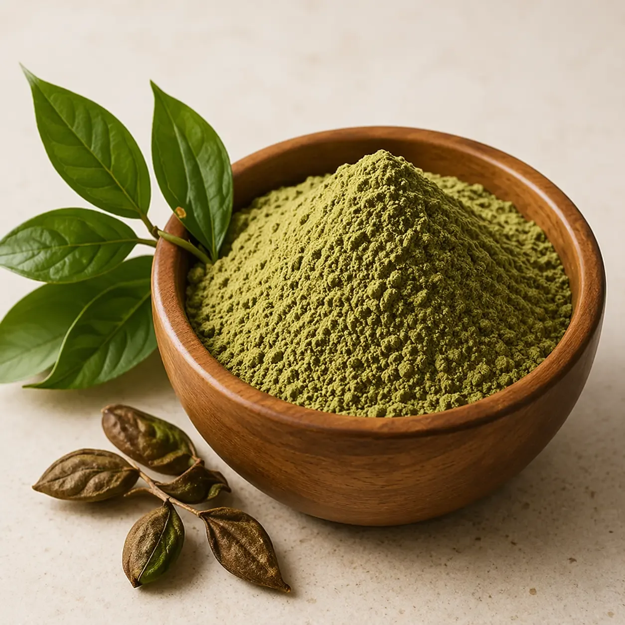 Premium herbal powder in bowl